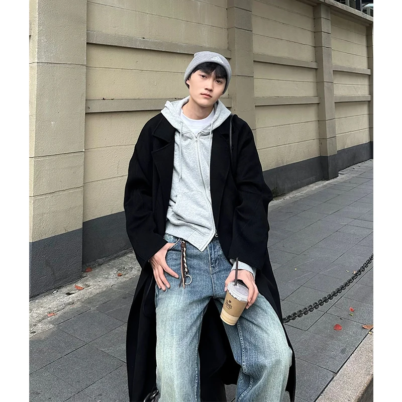 Корейское мужское зимнее пальто в стиле Хепберн, черное, длинное, шерстяное, с хлопковой подкладкой, средней длины
Корейское мужское зимнее пальто в стиле Хепберн, черное, длинное, шерстяное, с хлопковой подкладкой, средней длины