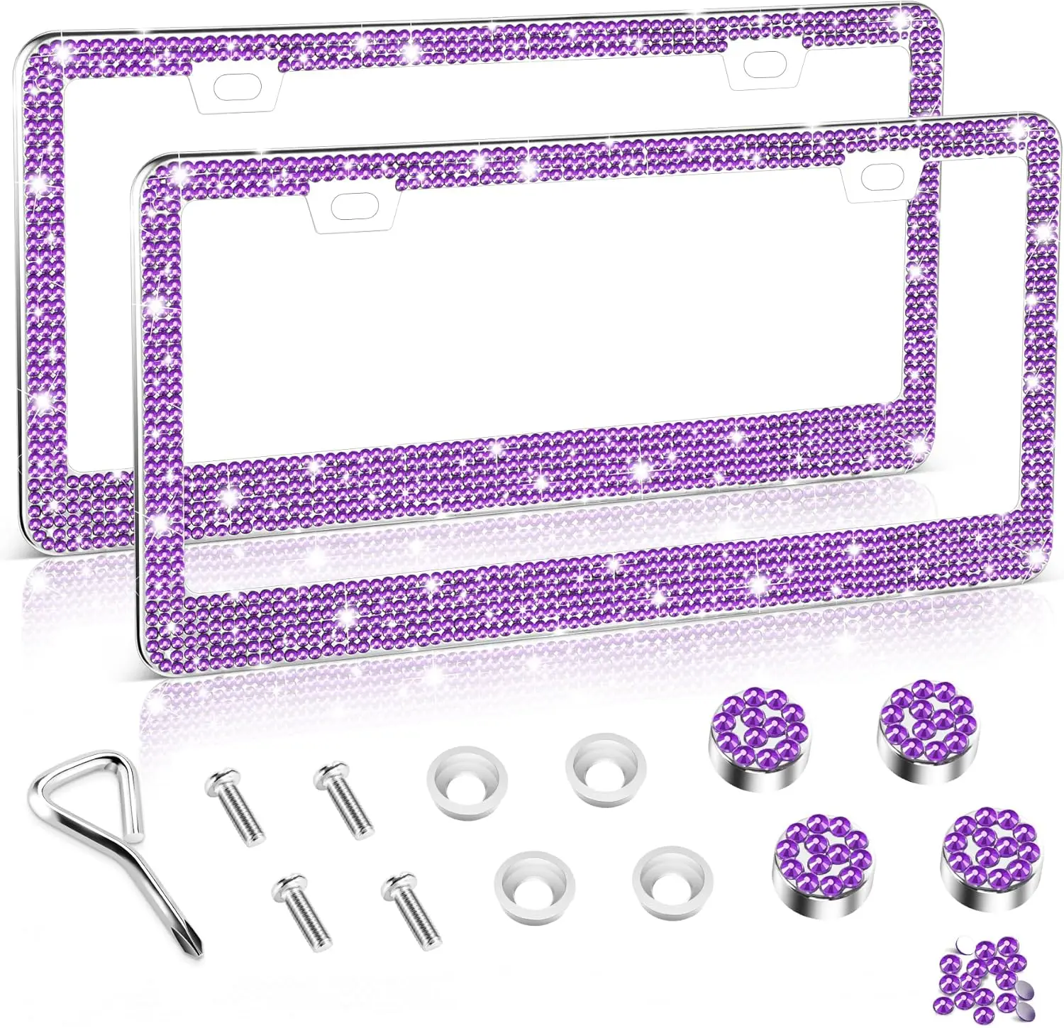 Rhinestone License Plate Frame for Women, 2Pack Handcrafted Crystal Premium Stainless Steel Car Decorative Accessories with
Rhinestone License Plate Frame for Women, 2Pack Handcrafted Crystal Premium Stainless Steel Car Decorative Accessories with