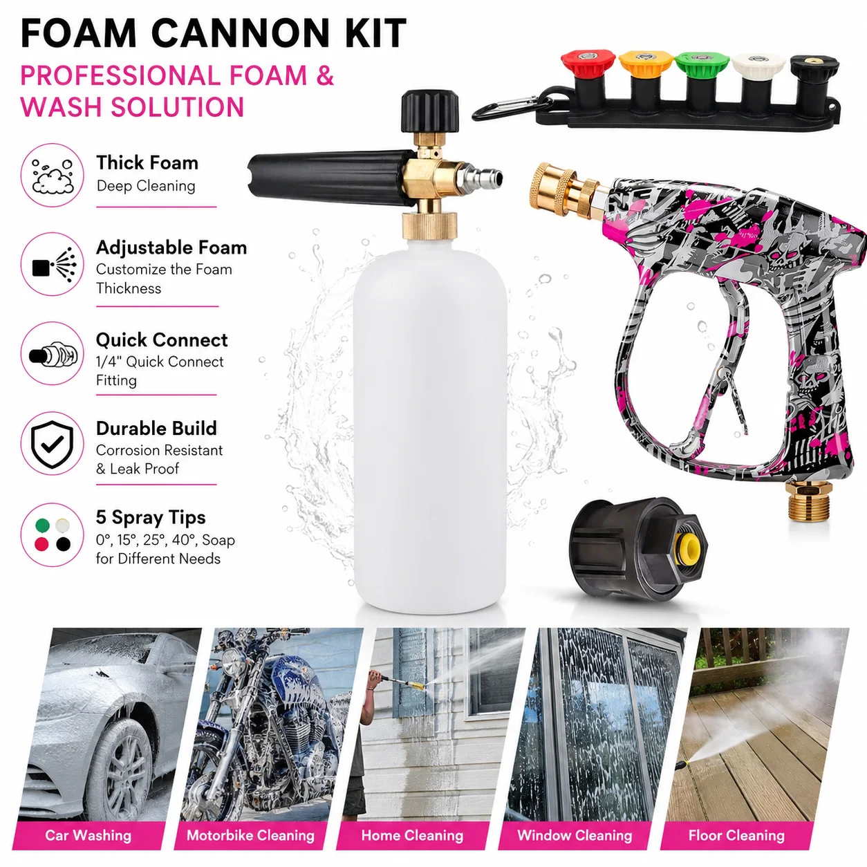 Heavy-Duty Leak-Proof Graffiti Wash Gun 2026 New, Equipped with Foam Cannon, Adapter & 5-Color Nozzle Set for Durable Daily Use
Heavy-Duty Leak-Proof Graffiti Wash Gun 2026 New, Equipped with Foam Cannon, Adapter & 5-Color Nozzle Set for Durable Daily Use