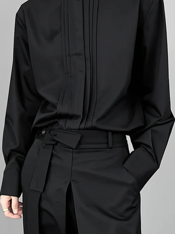Neutral Style High-End Cos Shirt Men's Patchwork Pleated Stand Collar Cold Tone Shirt Breathable Polyester Fiber Long Sleeve
Neutral Style High-End Cos Shirt Men's Patchwork Pleated Stand Collar Cold Tone Shirt Breathable Polyester Fiber Long Sleeve