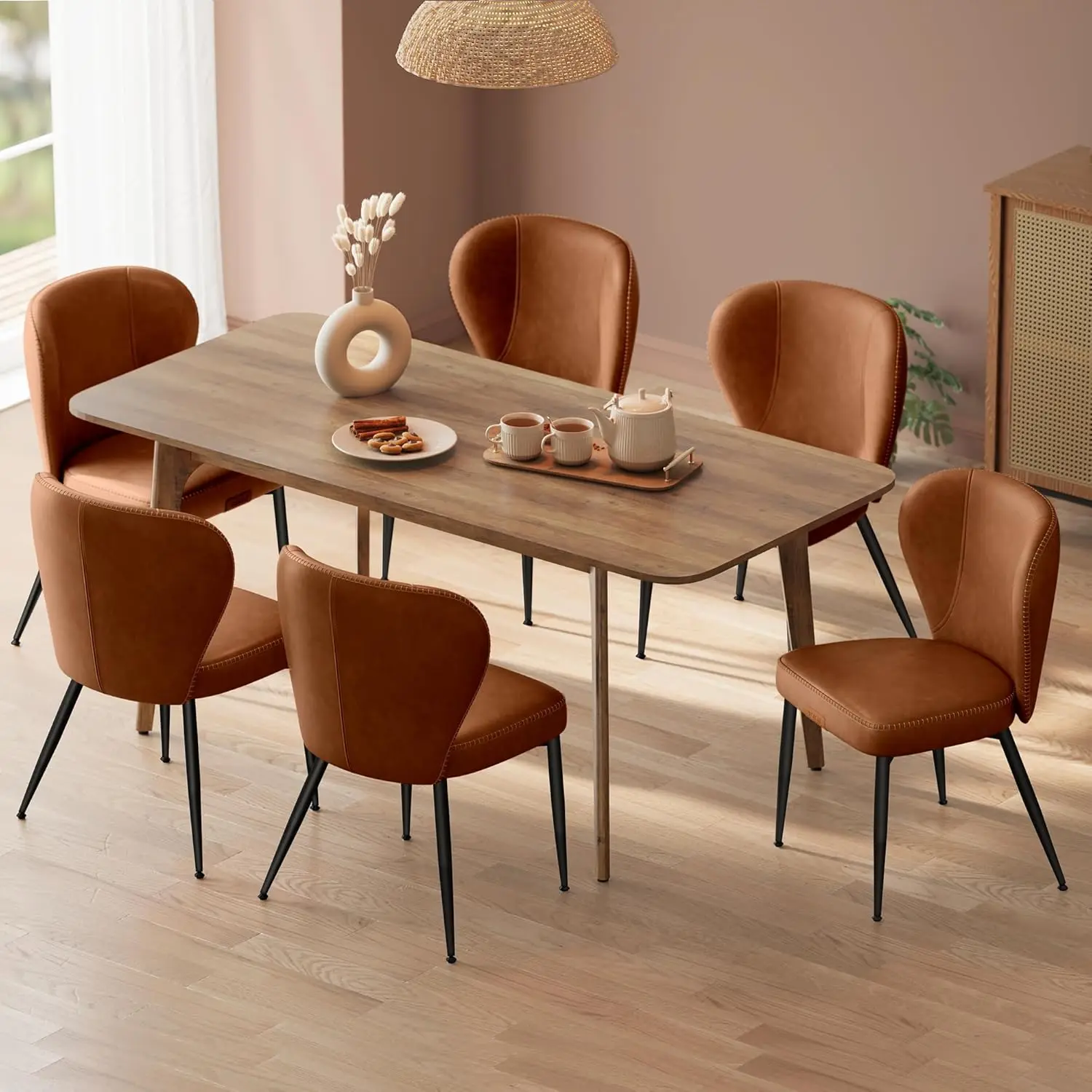 EKHO Collection - Dining Chairs Set of 6, Upholstered Kitchen Chairs, Comfortable Seat, Synthetic Leather with Stitching, Mid-Ce
EKHO Collection - Dining Chairs Set of 6, Upholstered Kitchen Chairs, Comfortable Seat, Synthetic Leather with Stitching, Mid-Ce