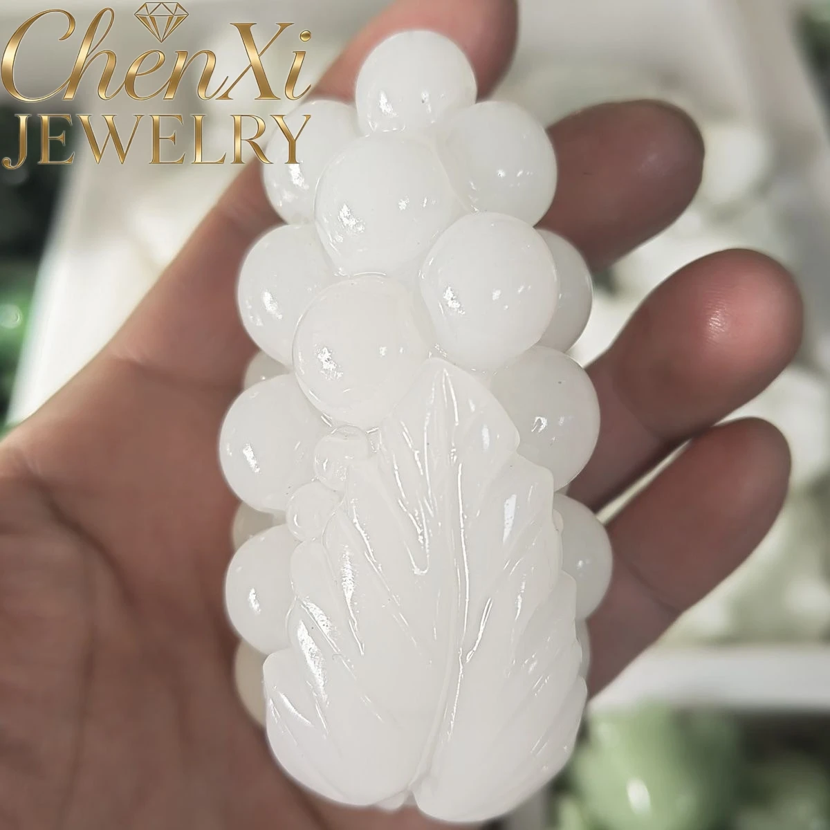 High-End Natural Sheep Fat White Jade Grape Handle Piece Luxury Quality Fashion Jewelry Amulets And Mascots Exquisite Popular
High-End Natural Sheep Fat White Jade Grape Handle Piece Luxury Quality Fashion Jewelry Amulets And Mascots Exquisite Popular