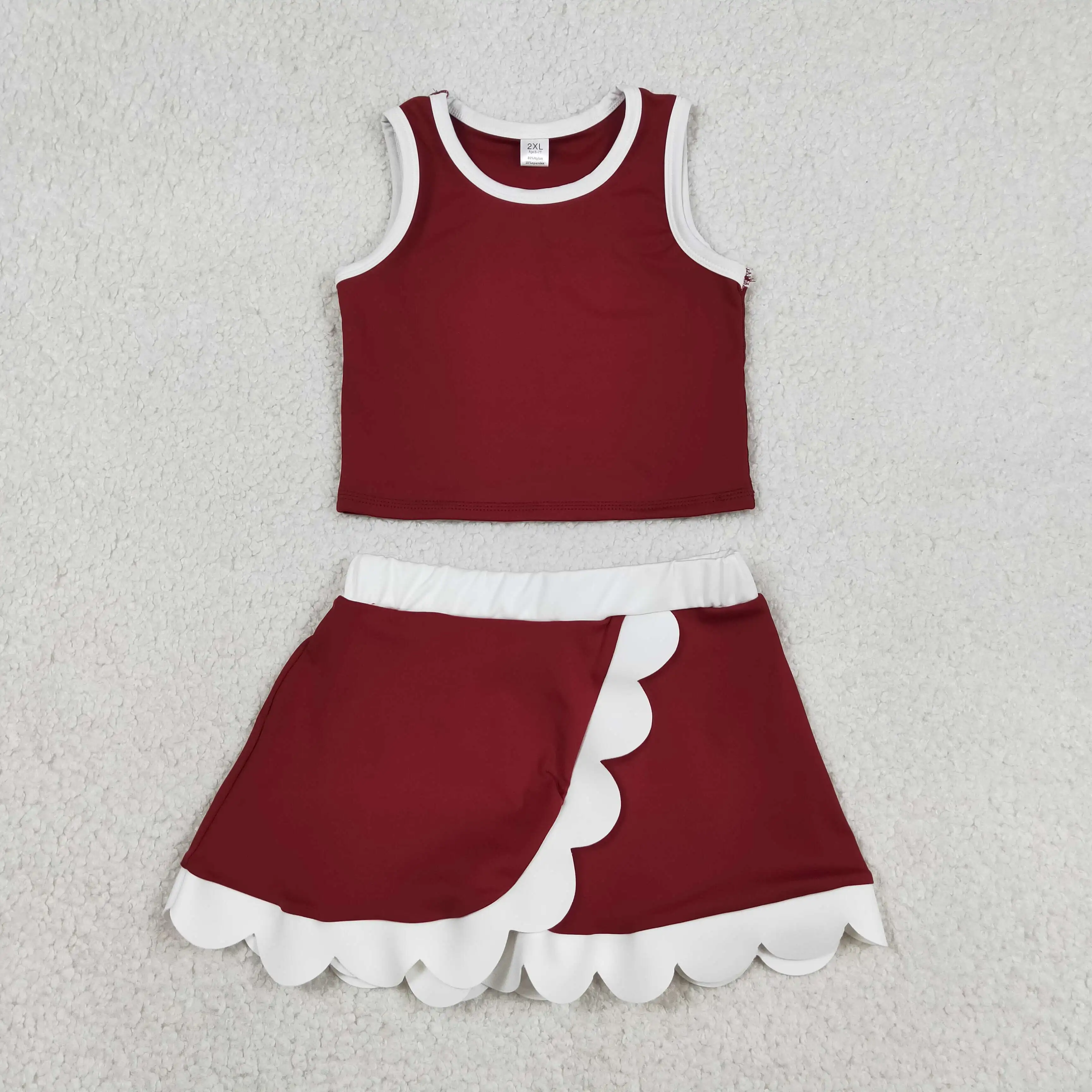 Wholesale Baby Girl Yoga Active Clothing Toddler Shirt Skirt Shorts Kids Skort Dark Red Set Athletic Summer Clothes
Wholesale Baby Girl Yoga Active Clothing Toddler Shirt Skirt Shorts Kids Skort Dark Red Set Athletic Summer Clothes