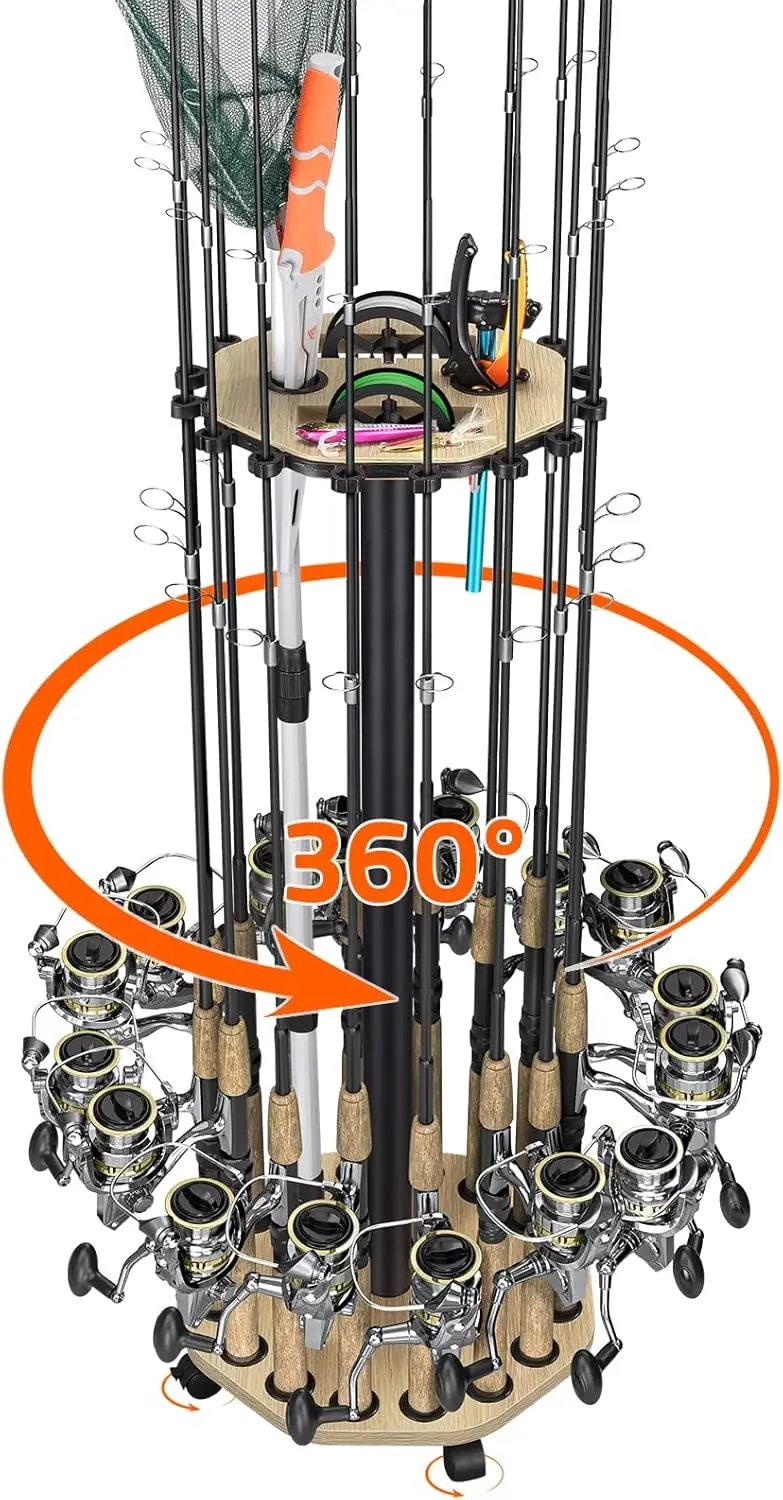 360° Mobile Fishing Rod Rack, Holds 16 Poles, Heavy-Duty Steel, Lockable Wheels, Space-Saving Garage Storage
360° Mobile Fishing Rod Rack, Holds 16 Poles, Heavy-Duty Steel, Lockable Wheels, Space-Saving Garage Storage