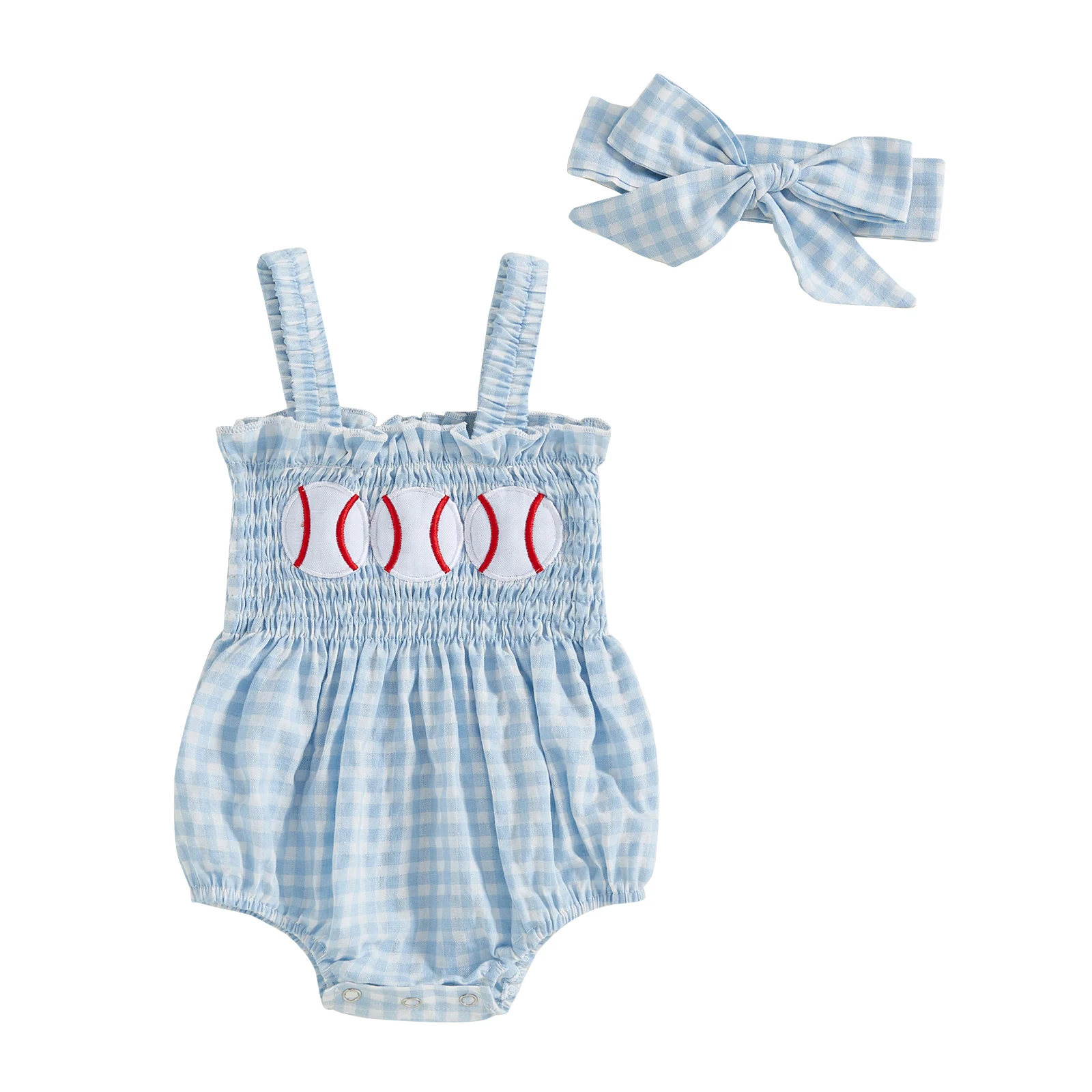 Baby Girls Rompers Baseball Embroidery Sleeveless Infant Bodysuits Jumpsuits with Headband
Baby Girls Rompers Baseball Embroidery Sleeveless Infant Bodysuits Jumpsuits with Headband