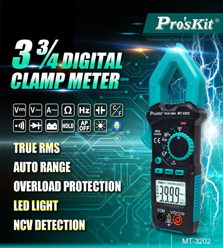 Pro'sKit MT-3110/MT-3202/MT-3209/MT-3266 Mini Digital Clamp Meter Temperature measurement
Pro'sKit MT-3110/MT-3202/MT-3209/MT-3266 Mini Digital Clamp Meter Temperature measurement