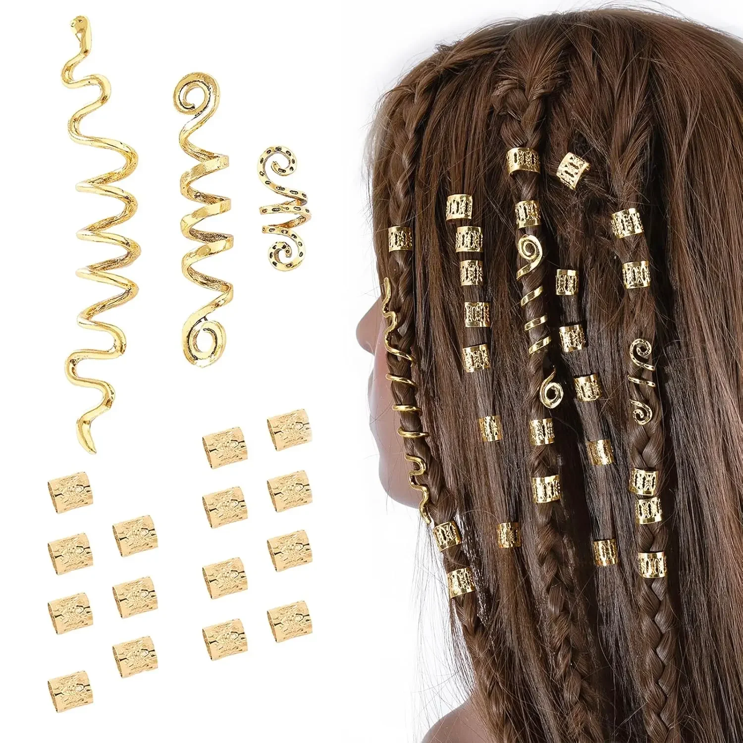 18Pcs Hair Accessories Loc Hair Jewelry for Women Braids, Dreadlock Beads Metal Hair Clips Decoration Gold(Multiple Styles)
18Pcs Hair Accessories Loc Hair Jewelry for Women Braids, Dreadlock Beads Metal Hair Clips Decoration Gold(Multiple Styles)