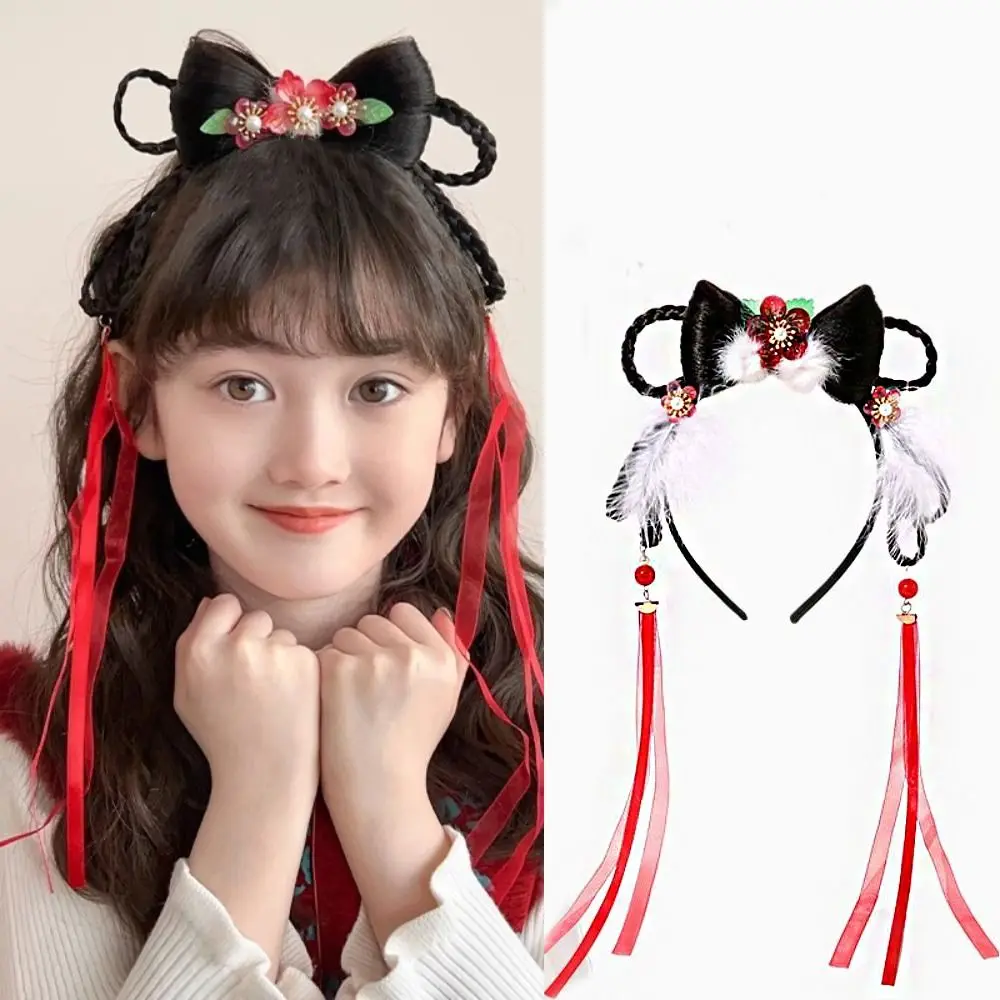 Simple Flower Children Wig Headband Red Tassel Hanfu Headwear Braid Hair Plush Bow Princess Hairband Cosplay Hanfu Performance
Simple Flower Children Wig Headband Red Tassel Hanfu Headwear Braid Hair Plush Bow Princess Hairband Cosplay Hanfu Performance