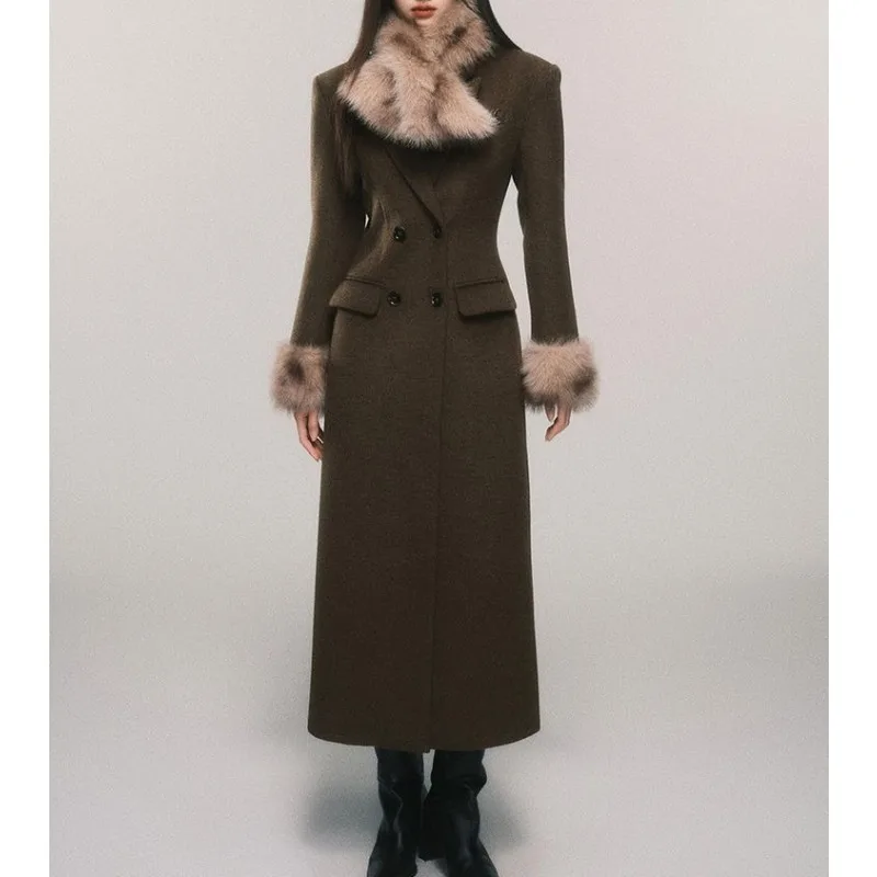 Vintage Fur Collar Double-breasted Waist Corset Hourglass Removable Scarf Long Woolen Coat Coat
Vintage Fur Collar Double-breasted Waist Corset Hourglass Removable Scarf Long Woolen Coat Coat