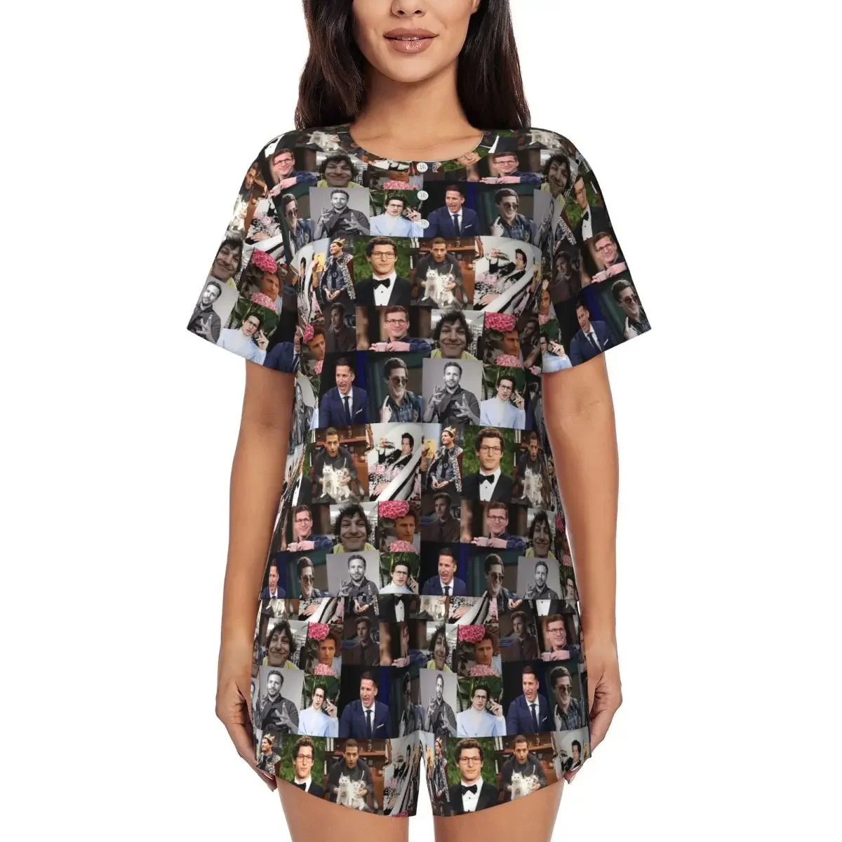Andy Samberg (jake Peralta) Pic Collage Round Neck Short Sleeve Nightgowns for Sleeping Women Loose Pajama Set Short Pants
Andy Samberg (jake Peralta) Pic Collage Round Neck Short Sleeve Nightgowns for Sleeping Women Loose Pajama Set Short Pants