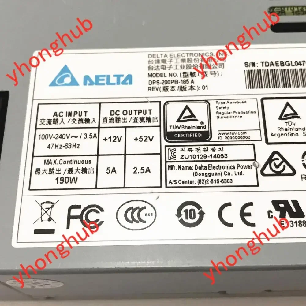 Delta Electronics DPS-200PB-185 A Серверный блок питания Блок питания 190 Вт Видеорегистратор Hikvision
Delta Electronics DPS-200PB-185 A Серверный блок питания Блок питания 190 Вт Видеорегистратор Hikvision