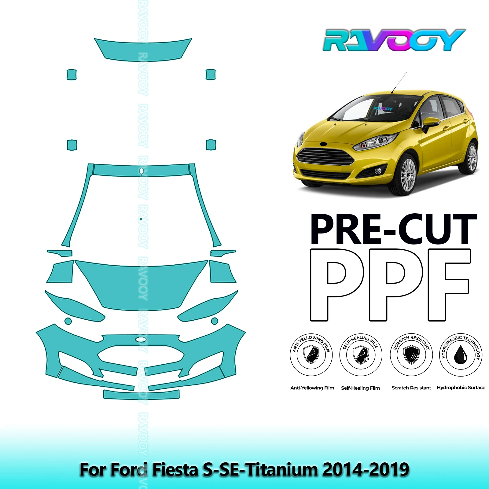 Car Front Kit+Rear Bumper 8.5Mil Clear Bra Precut PPF Paint Protection Film For Ford Fiesta S-SE-Titanium 2014-2019
Car Front Kit+Rear Bumper 8.5Mil Clear Bra Precut PPF Paint Protection Film For Ford Fiesta S-SE-Titanium 2014-2019