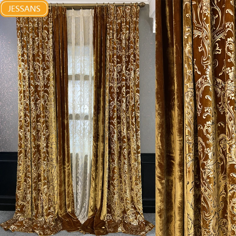 High End Velvet Gilding Jacquard Splicing Thickened Blackout Curtains for Living Room Bedroom Villa French Window Custom Screen
High End Velvet Gilding Jacquard Splicing Thickened Blackout Curtains for Living Room Bedroom Villa French Window Custom Screen