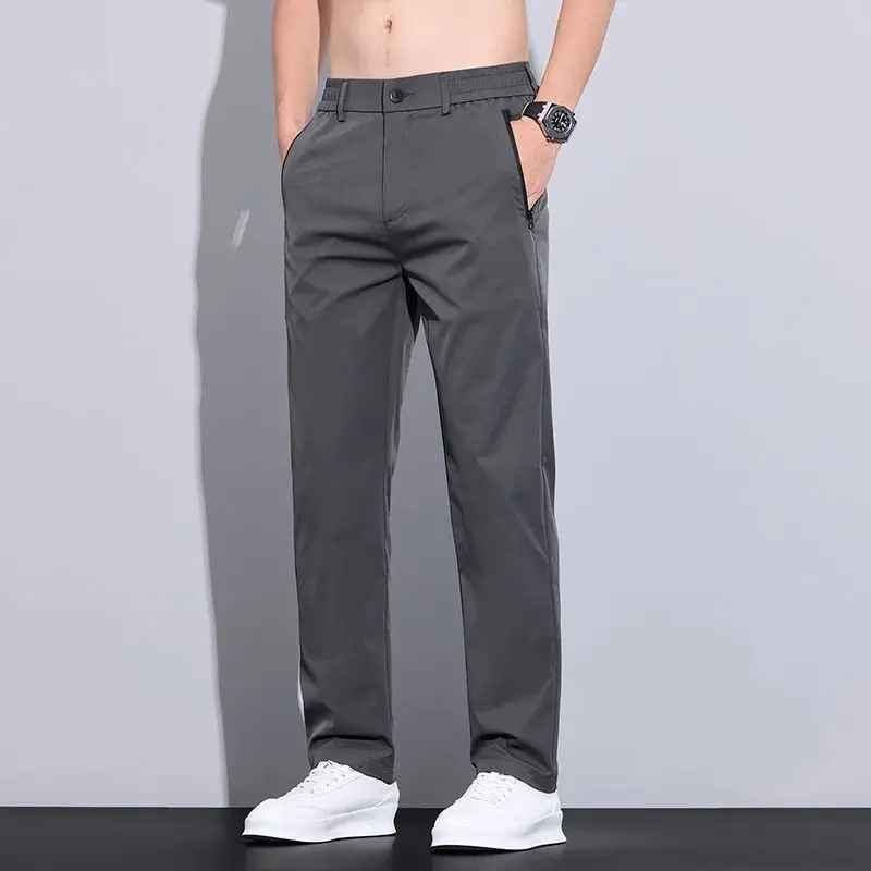 Лето 2021, тонкие эластичные повседневные мужские свободные дышащие прямые брюки из ледяного шелка, модные брендовые деловые брюки с эластичной резинкой на талии
Лето 2021, тонкие эластичные повседневные мужские свободные дышащие прямые брюки из ледяного шелка, модные брендовые деловые брюки с эластичной резинкой на талии