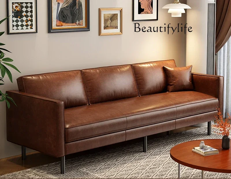Small apartment leather art sofa Italian living room straight row light luxury high-end American minimalist retro high-end sense
Small apartment leather art sofa Italian living room straight row light luxury high-end American minimalist retro high-end sense