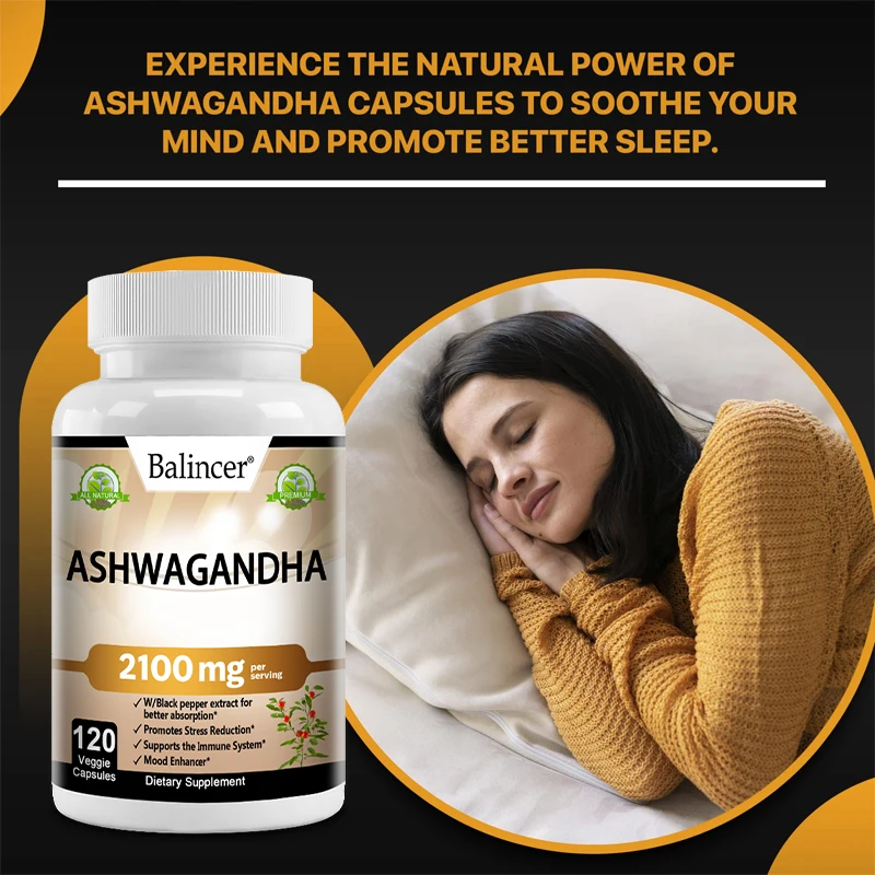 2100mg Ashwagandha Root Capsules with Black Pepper Extract, Supports Daily Energy, Focus, Physical Balance & Immune Wellness
2100mg Ashwagandha Root Capsules with Black Pepper Extract, Supports Daily Energy, Focus, Physical Balance & Immune Wellness