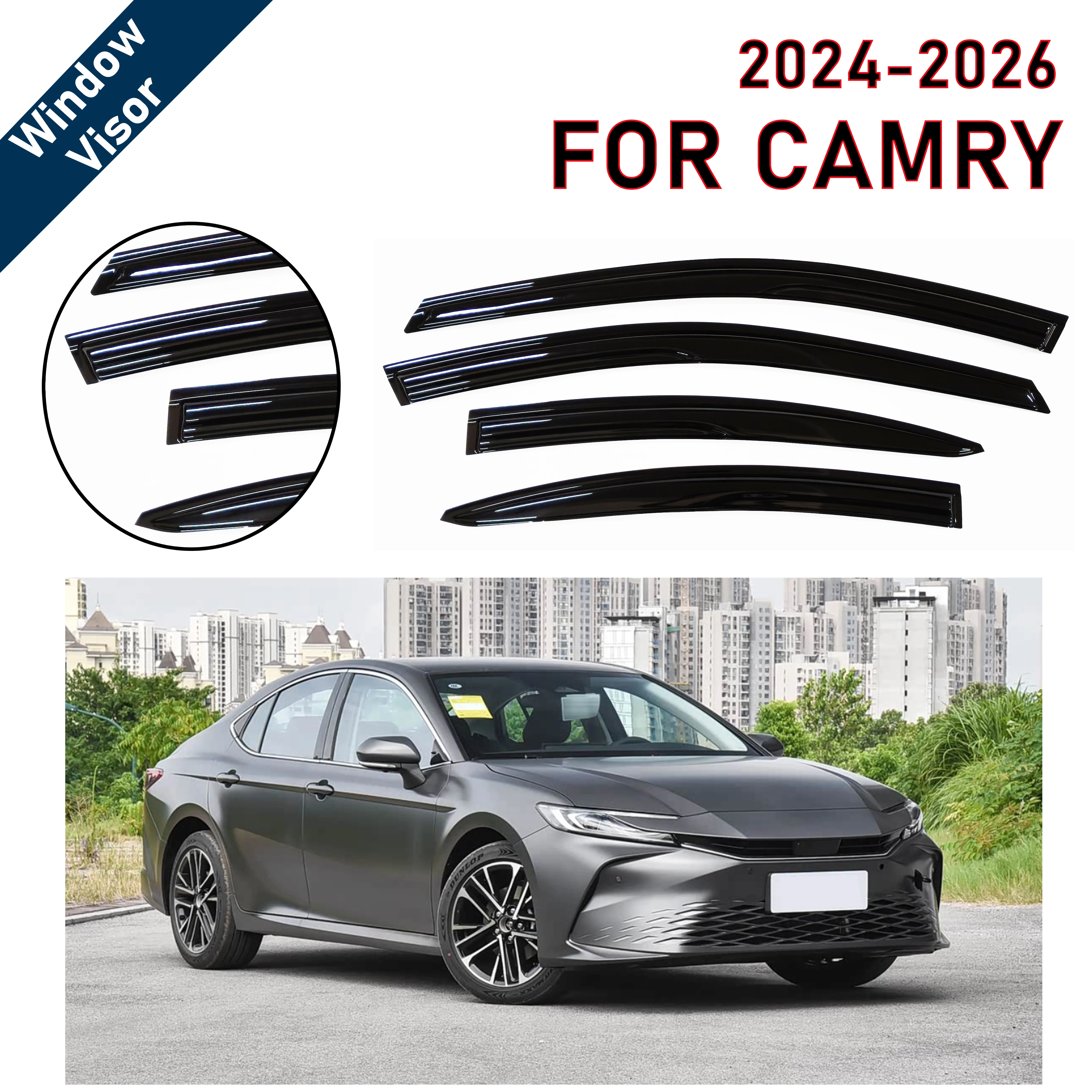Window Visor for Toyota Camry 2024-2026 | 4pcs Rain Guard Wind Deflector | Car Weather Shield Accessory
Window Visor for Toyota Camry 2024-2026 | 4pcs Rain Guard Wind Deflector | Car Weather Shield Accessory