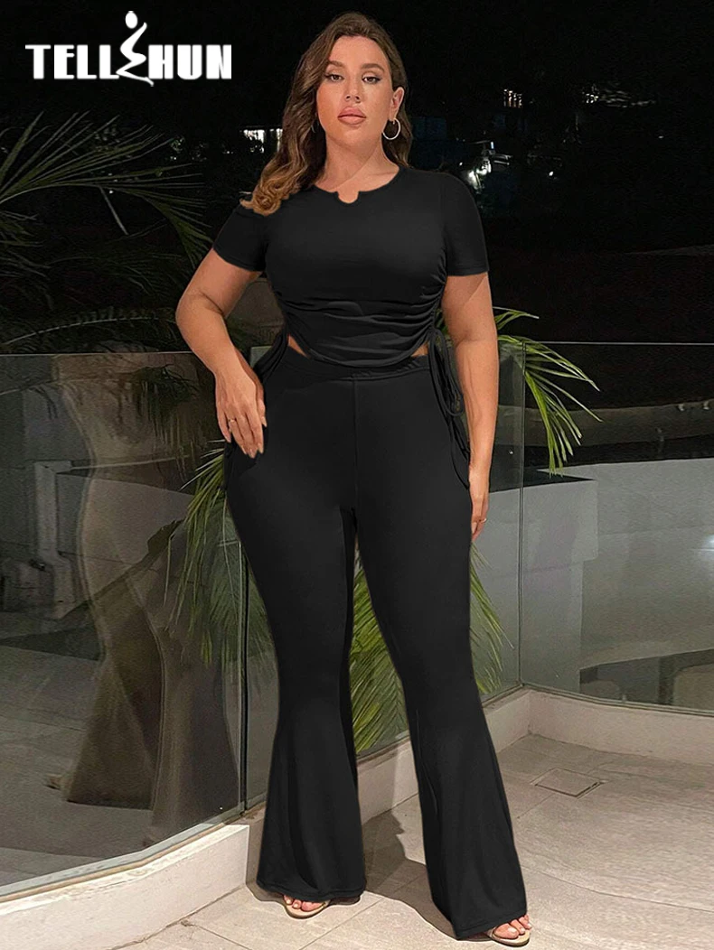 Fashion Casual Women Suits Summer Short Sleeve T-shirt + Flare Pants Loose Trouser Two-piece Sets High Waist Pants Elegant Set
Fashion Casual Women Suits Summer Short Sleeve T-shirt + Flare Pants Loose Trouser Two-piece Sets High Waist Pants Elegant Set