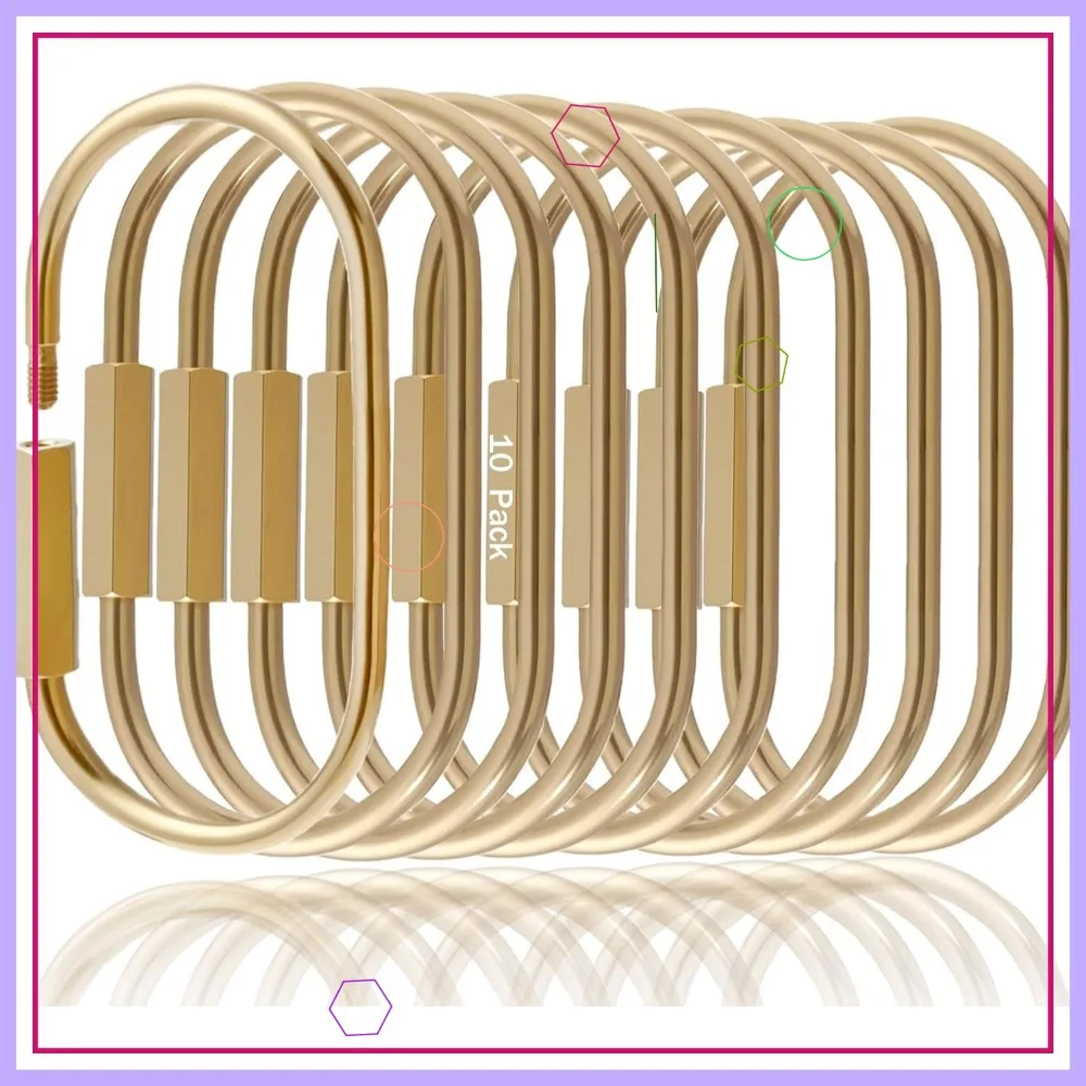 10 Pcs Gold Brass Key Rings with Screw Lock Carabiner Clips for Purse Bag Charms Holder
10 Pcs Gold Brass Key Rings with Screw Lock Carabiner Clips for Purse Bag Charms Holder