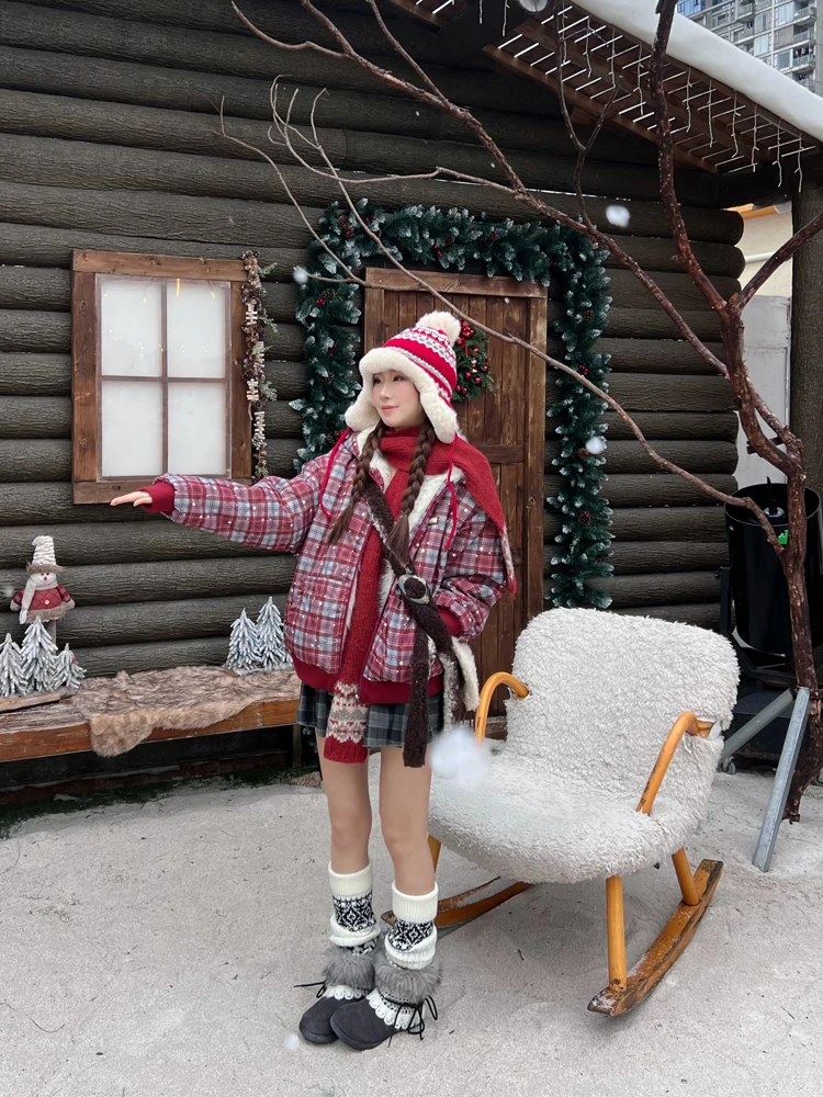 White Oneko Retro Plaid Printed Star Double-Sided Wearable Hooded Cotton Jaet Women's Winter Warm Furry Cotton Coat Ins
White Oneko Retro Plaid Printed Star Double-Sided Wearable Hooded Cotton Jaet Women's Winter Warm Furry Cotton Coat Ins