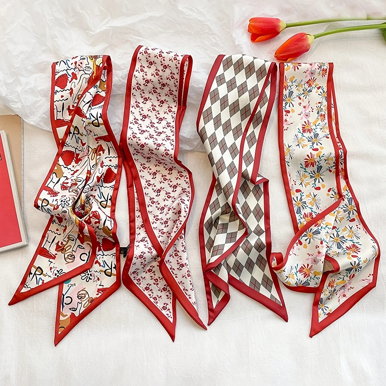 4Pcs Red Women's Hair Scarf Headband Set, Multifunctional Fashion Headscarf Hair Accessory for Daily Wear
4Pcs Red Women's Hair Scarf Headband Set, Multifunctional Fashion Headscarf Hair Accessory for Daily Wear
