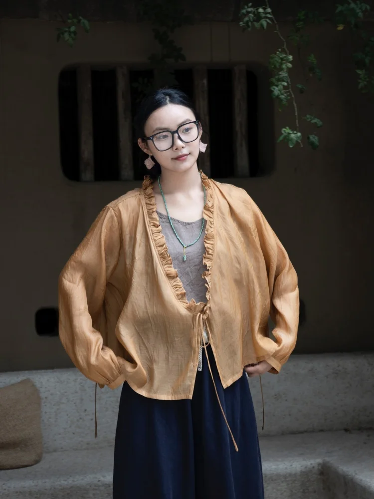 Женский кардиган из высококачественного шелковистого хлопка с янтарным отливом, свободного кроя, длинный рукав, дышащий, легкий, верхняя одежда
Женский кардиган из высококачественного шелковистого хлопка с янтарным отливом, свободного кроя, длинный рукав, дышащий, легкий, верхняя одежда