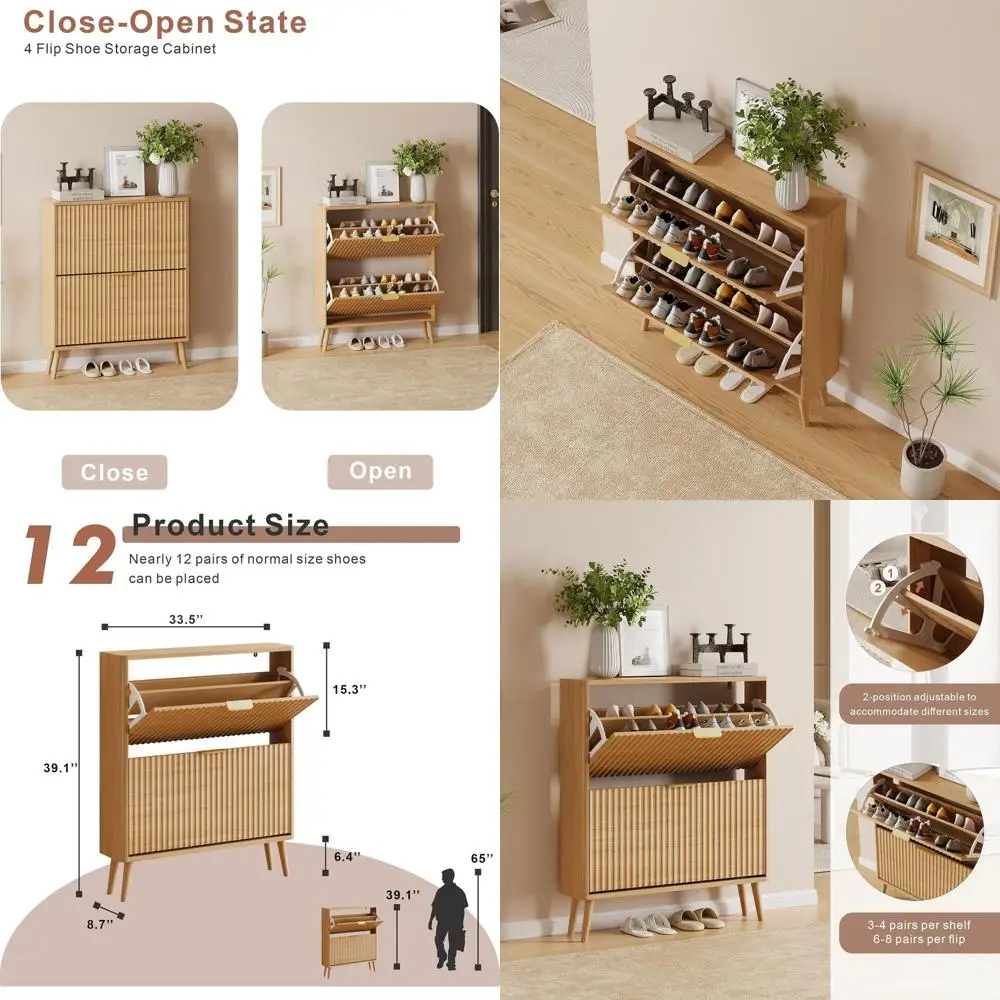 Oak Shoe Storage Cabinet Organizer for Entryway and Hallway (Slim Design)
Oak Shoe Storage Cabinet Organizer for Entryway and Hallway (Slim Design)