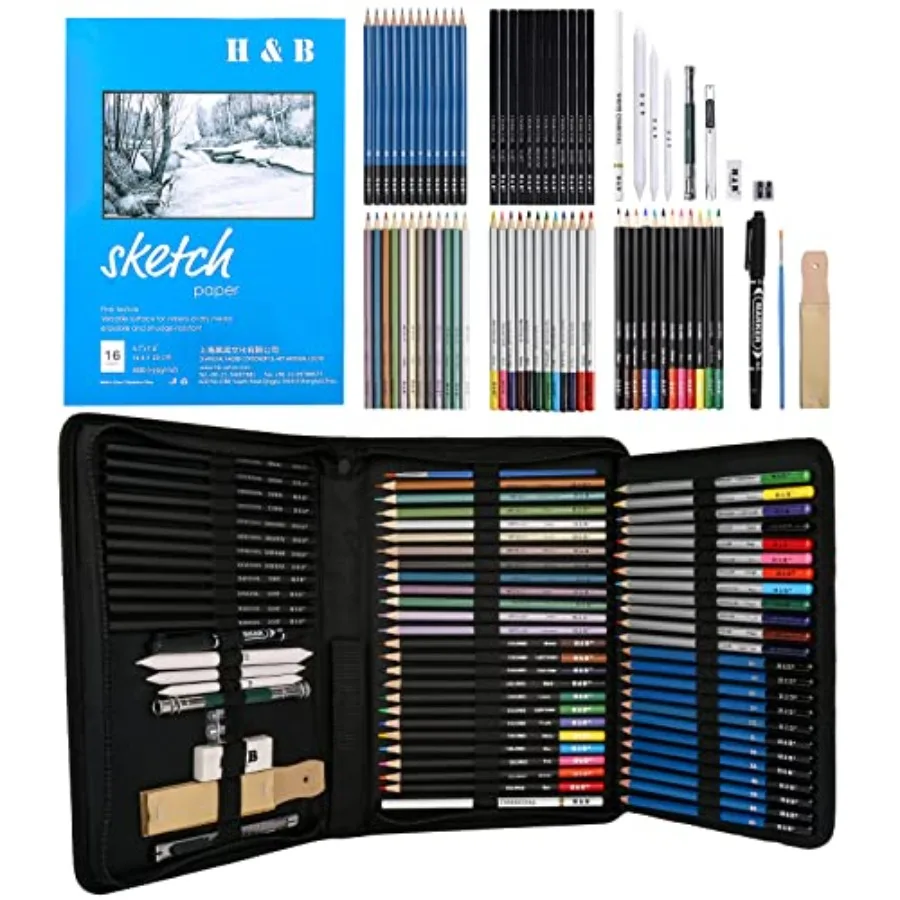 72PCS Drawing Supplies Sketching Set, Art Kit include Drawing and Colored Pencils for Adults Artists .Pro Art Sketch Supplies w
72PCS Drawing Supplies Sketching Set, Art Kit include Drawing and Colored Pencils for Adults Artists .Pro Art Sketch Supplies w