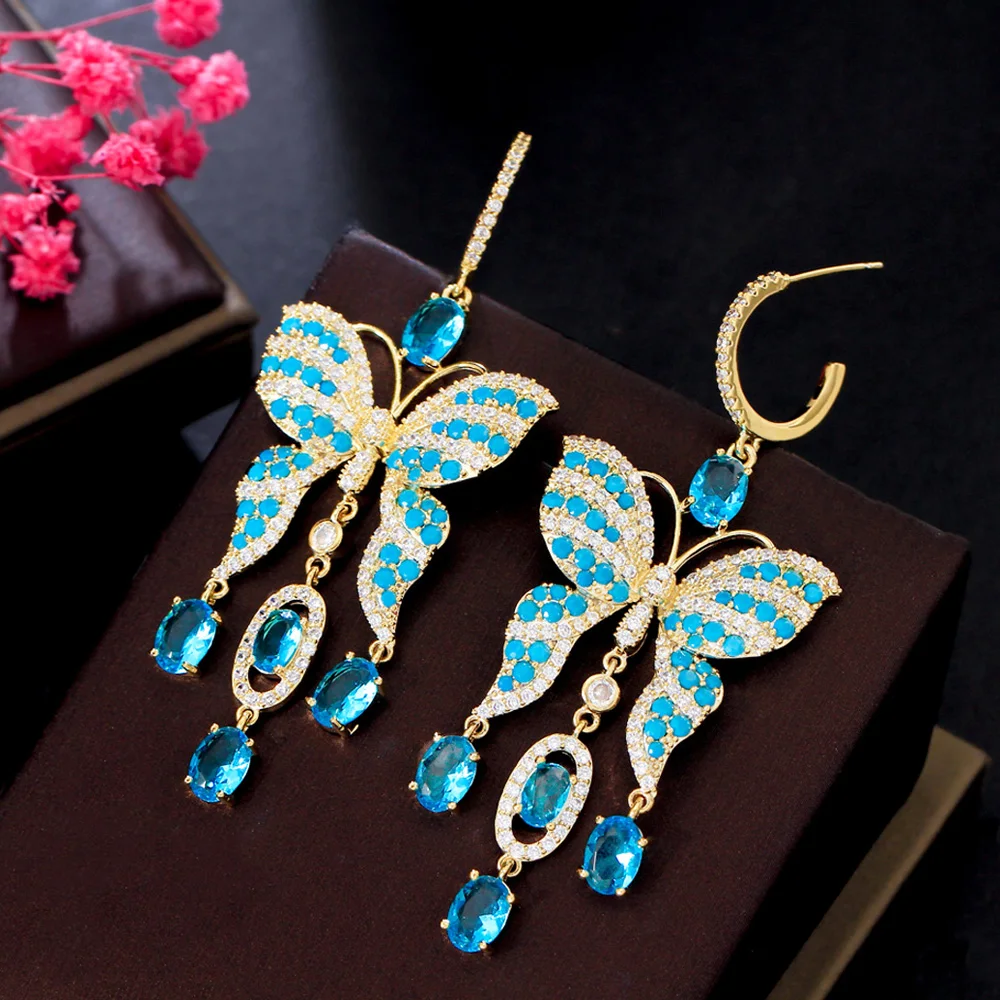 CWWZircons Light Blue Turkish Cubic Zirconia Stone Big Long Dangling Drop Butterfly Earrings for Women Boho Party Jewelry CZ460
CWWZircons Light Blue Turkish Cubic Zirconia Stone Big Long Dangling Drop Butterfly Earrings for Women Boho Party Jewelry CZ460