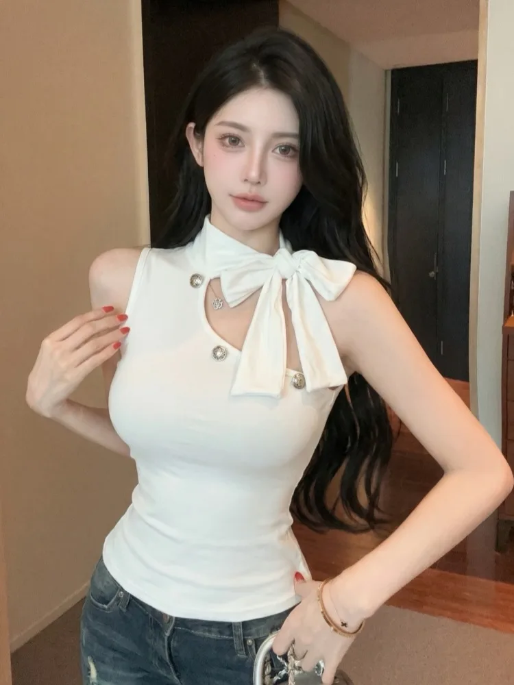 Sexy Spicy Girl Shoulder Bared Knot Vest Women's Summer Slim Fit Fashionable Base Layer Short Top Korean Style Knitted
Sexy Spicy Girl Shoulder Bared Knot Vest Women's Summer Slim Fit Fashionable Base Layer Short Top Korean Style Knitted