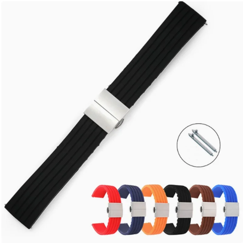 20mm 22mm Quick Release Silicone Watch Strap Stainless Steel Folding Watch Buckle Band for Universal Waterproof Watch Band
20mm 22mm Quick Release Silicone Watch Strap Stainless Steel Folding Watch Buckle Band for Universal Waterproof Watch Band