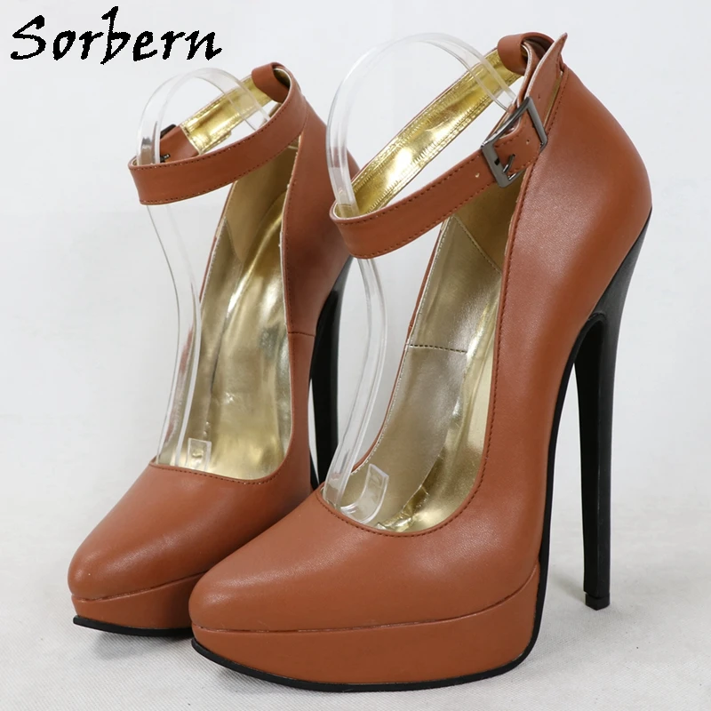 Sorbern Brown Women Pumps Pointed Toe Fetish Sissy Boy Pump Stilettos High Heel Ankle Straps With Black Heel 20Cm Large Size
Sorbern Brown Women Pumps Pointed Toe Fetish Sissy Boy Pump Stilettos High Heel Ankle Straps With Black Heel 20Cm Large Size