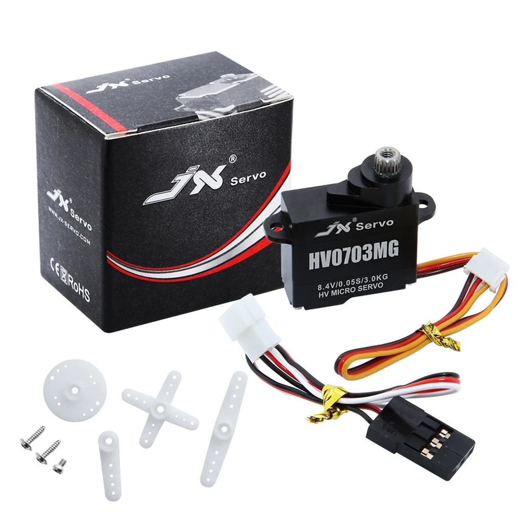 JX PDI-HV0703MG 8.4V High Voltage Ultra Light 7.1g 3.0kg.cm Torque Coreless Motor Digital RC Servo for Robot RC Cars FPV Drone
JX PDI-HV0703MG 8.4V High Voltage Ultra Light 7.1g 3.0kg.cm Torque Coreless Motor Digital RC Servo for Robot RC Cars FPV Drone