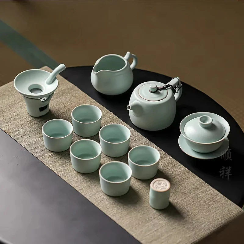 Ru Kiln Kung Fu Tea Set Suit Whole Set Tea Cup Tureen Ceramic Teapot Chinese Tea Set Gaiwan
Ru Kiln Kung Fu Tea Set Suit Whole Set Tea Cup Tureen Ceramic Teapot Chinese Tea Set Gaiwan