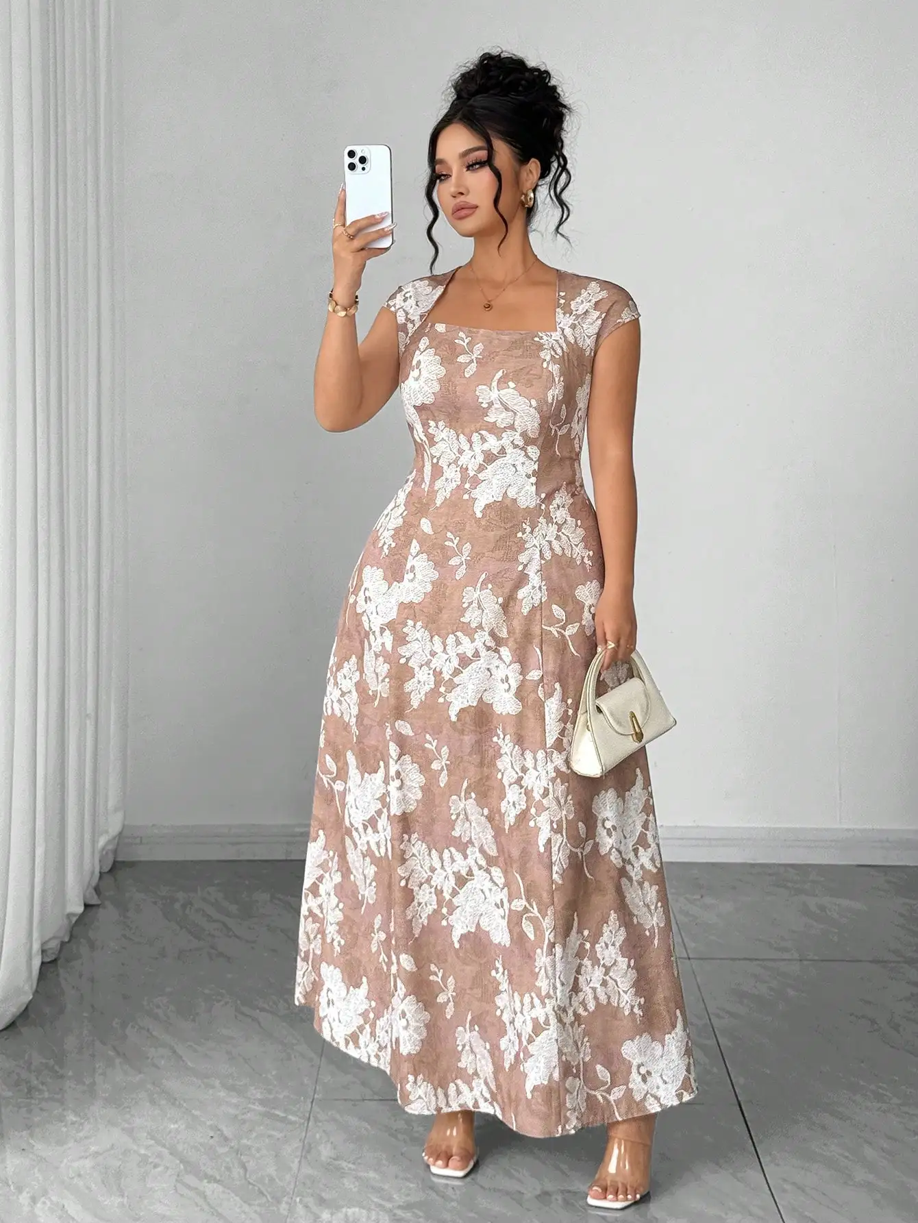Coffee Color Floral Embroidered A-Line Maxi Dress For Women Spring Summer Occasion Party Wedding Guest
Coffee Color Floral Embroidered A-Line Maxi Dress For Women Spring Summer Occasion Party Wedding Guest