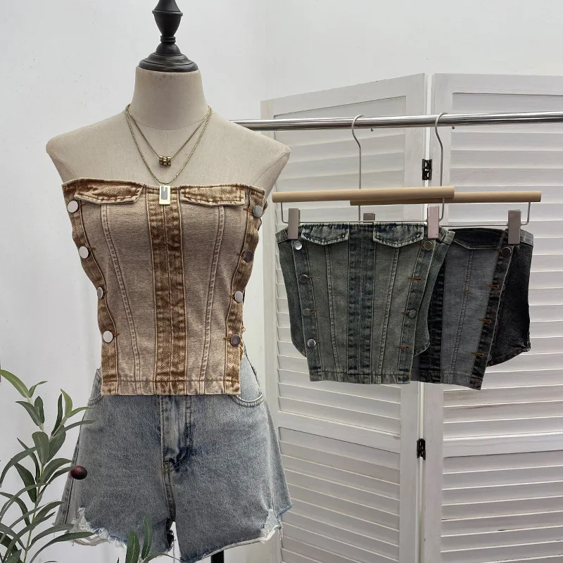 Y2k Spice Girl Matching Denim Tube Top Waist Short Sleeveless Strapless Crop Top Women
Y2k Spice Girl Matching Denim Tube Top Waist Short Sleeveless Strapless Crop Top Women