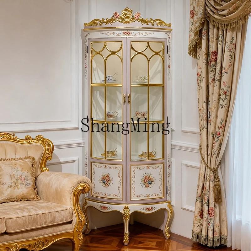 CL solid wood corner wine cabinet retro luxury villa glass living room triangular display cabinet
CL solid wood corner wine cabinet retro luxury villa glass living room triangular display cabinet