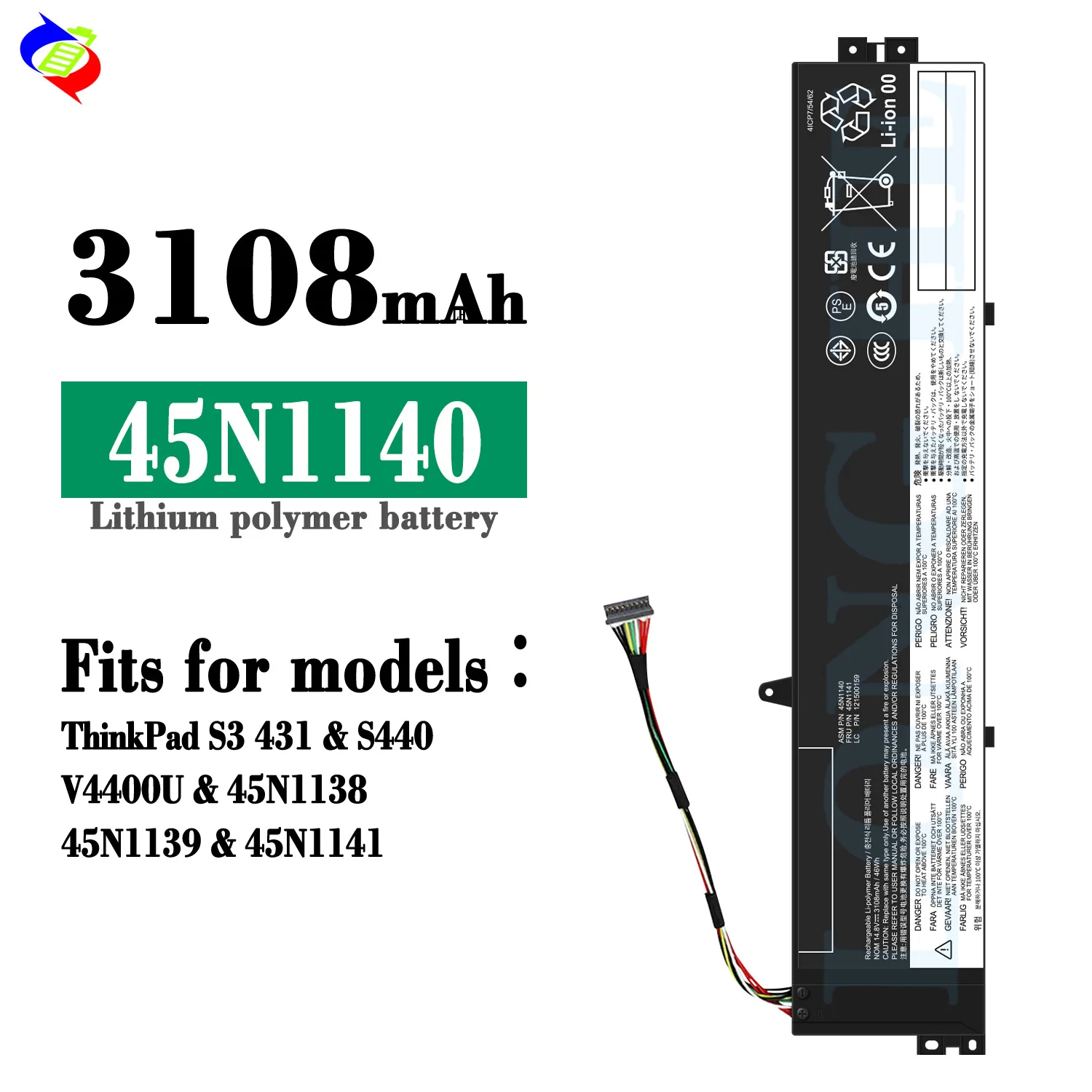 45N1140 Laptop Battery for Lenovo ThinkPad S431 S440 V4400u 45N1138 45N1139 45N1141 121500158 121500159 14.8V 46Wh Battery
45N1140 Laptop Battery for Lenovo ThinkPad S431 S440 V4400u 45N1138 45N1139 45N1141 121500158 121500159 14.8V 46Wh Battery