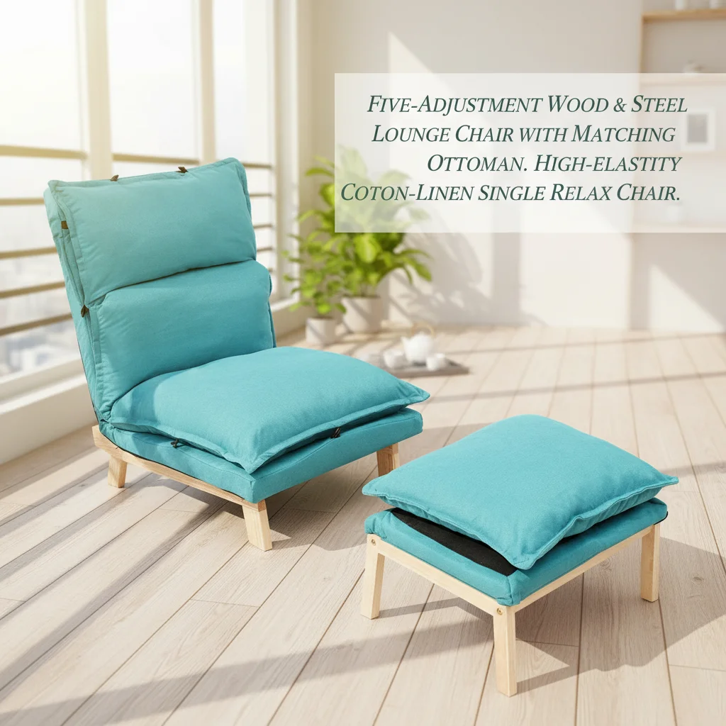 Lounge Chair, Single Lazy Sofa with Ottoman, Leisure Balcony Adjustable Recliner, 5-Position Adjustable Backrest, 330 lbs Capacity, Blue Cotton Linen + Sponge + Solid Wood + Steel
Lounge Chair, Single Lazy Sofa with Ottoman, Leisure Balcony Adjustable Recliner, 5-Position Adjustable Backrest, 330 lbs Capacity, Blue Cotton Linen + Sponge + Solid Wood + Steel