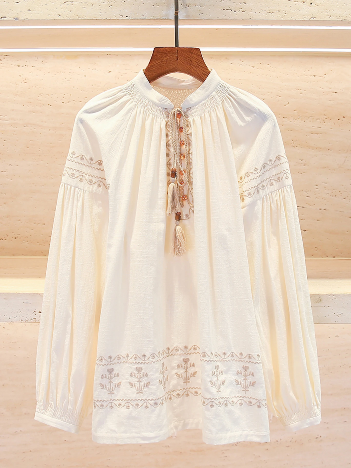 Bohemian Style Embroidered Drawstring Shirt Women's Premium Summer Fashion Top Long Sleeve Loose Fit Casual Daily Wear
Bohemian Style Embroidered Drawstring Shirt Women's Premium Summer Fashion Top Long Sleeve Loose Fit Casual Daily Wear