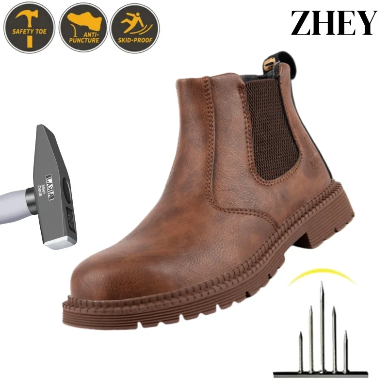Waterproof Safety Shoes For Men Pu Leather Protective Work Sneakers Men Shoes Breathable Shoes Anti-Puncture Brown Work Boots 
Waterproof Safety Shoes For Men Pu Leather Protective Work Sneakers Men Shoes Breathable Shoes Anti-Puncture Brown Work Boots