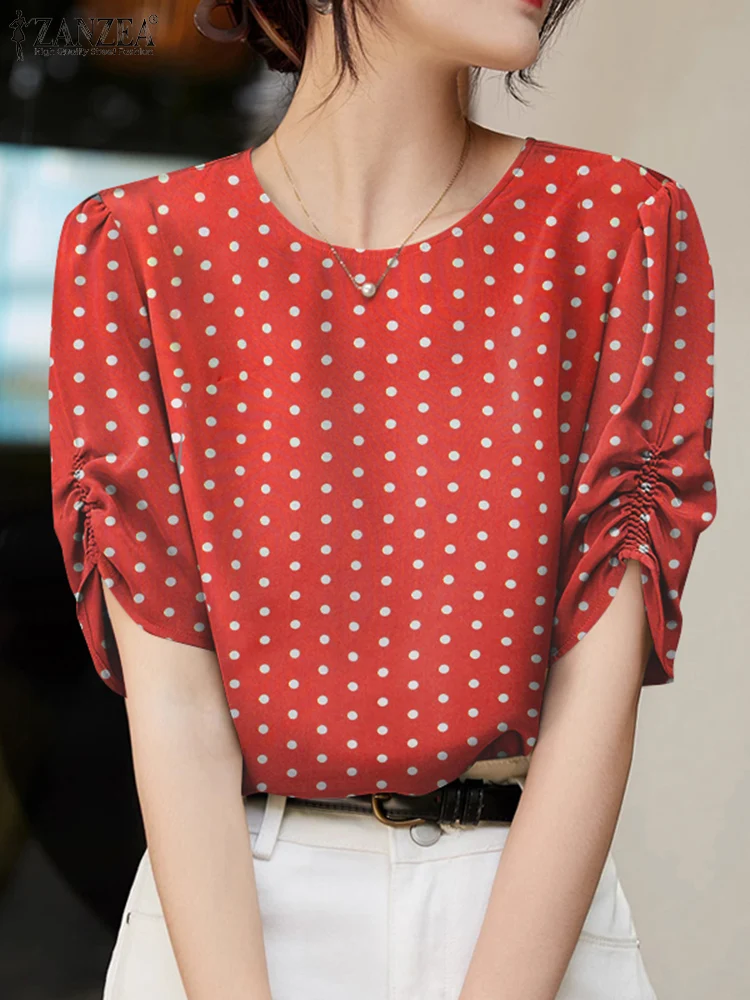 Elegant Polka Dot Women Tops ZANZEA Summer Blouse Fashion O Neck Short Sleeve Loose Holiday Blusas Tunic Female Work Shirt 2025
Elegant Polka Dot Women Tops ZANZEA Summer Blouse Fashion O Neck Short Sleeve Loose Holiday Blusas Tunic Female Work Shirt 2025