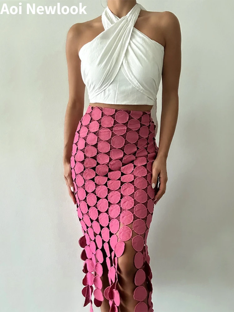 Korean-style High Waist Tassel Skirt Women's Summer New Pink Hollow-out Irregular Embroidered Elegant Hip Dress
Korean-style High Waist Tassel Skirt Women's Summer New Pink Hollow-out Irregular Embroidered Elegant Hip Dress