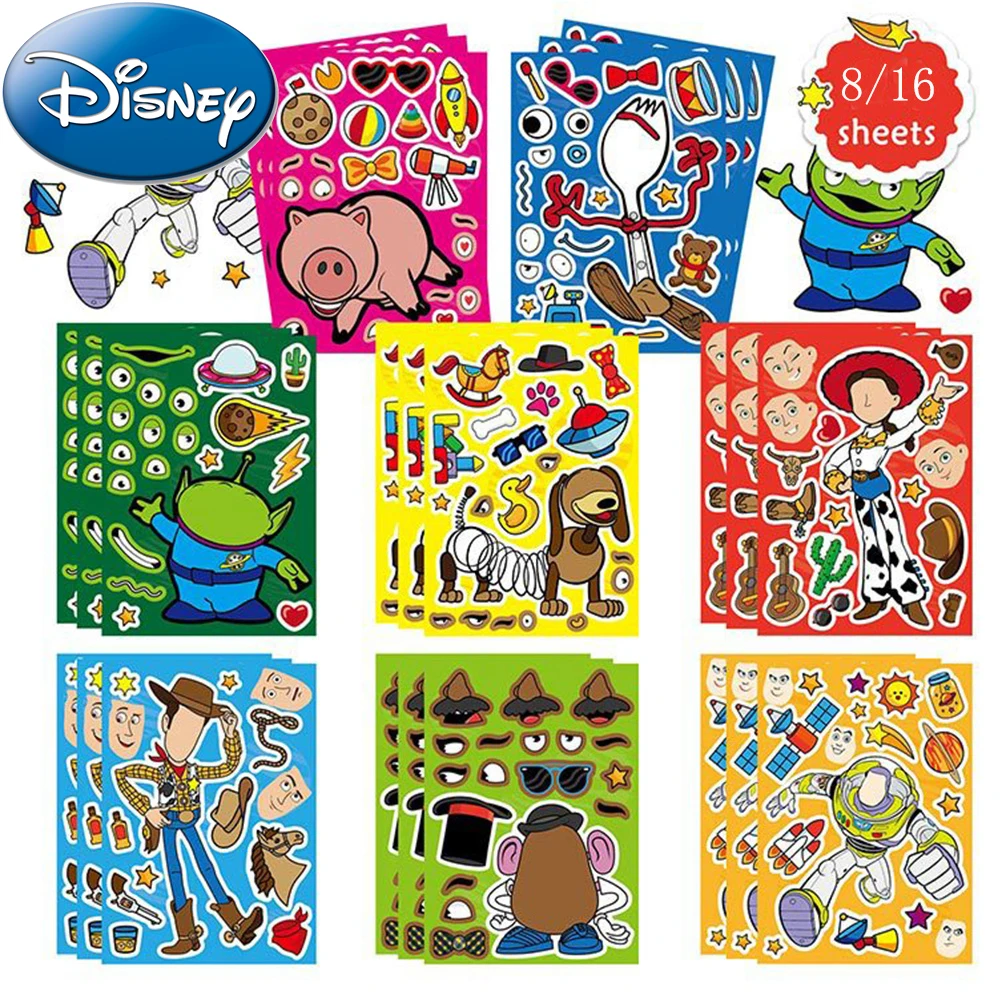 8/16sheets Disney Cute Toy Story Make a Face Puzzle Stickers DIY Game Children Educational Toys Cartoon Assemble Jigsaw Decals
8/16sheets Disney Cute Toy Story Make a Face Puzzle Stickers DIY Game Children Educational Toys Cartoon Assemble Jigsaw Decals