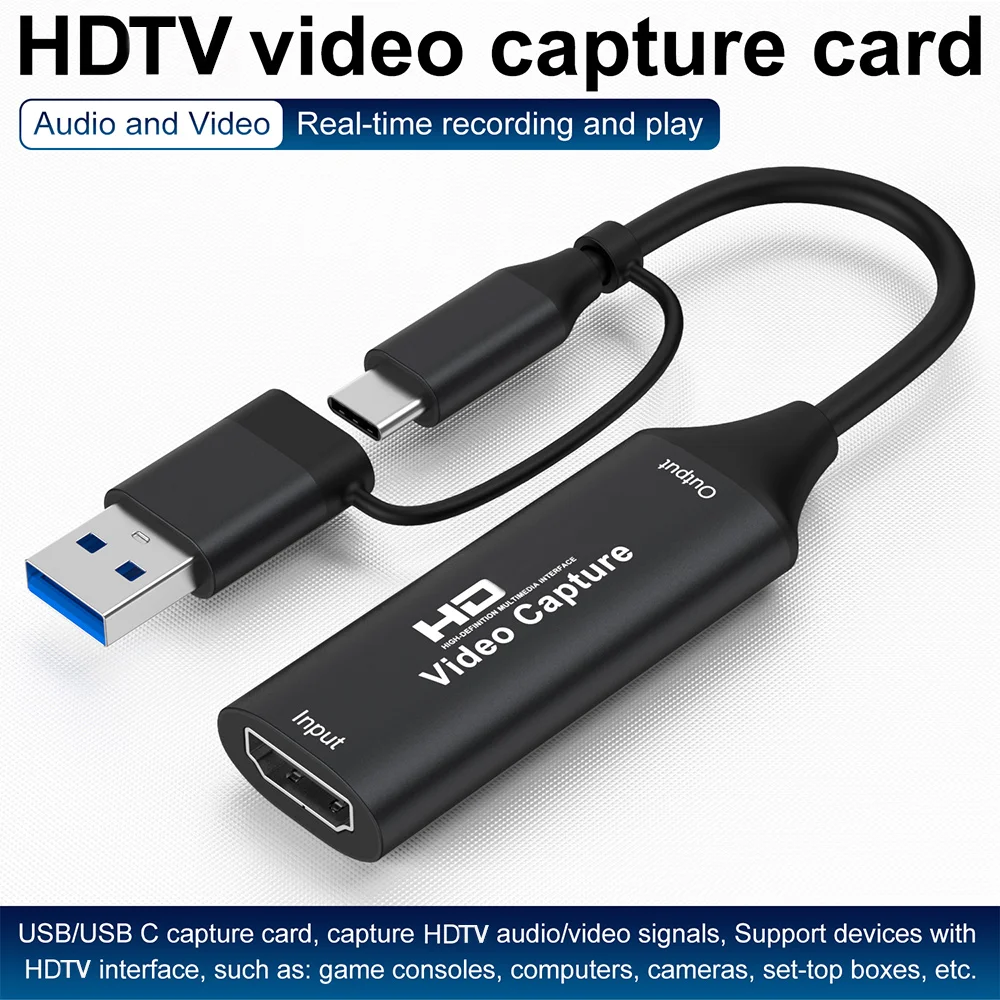 HDTV Video Capture Card 4K HDMI-compatible to USB2.0 Video Grabber Box For PS4 Game DVD Camera Recording Live Streaming
HDTV Video Capture Card 4K HDMI-compatible to USB2.0 Video Grabber Box For PS4 Game DVD Camera Recording Live Streaming