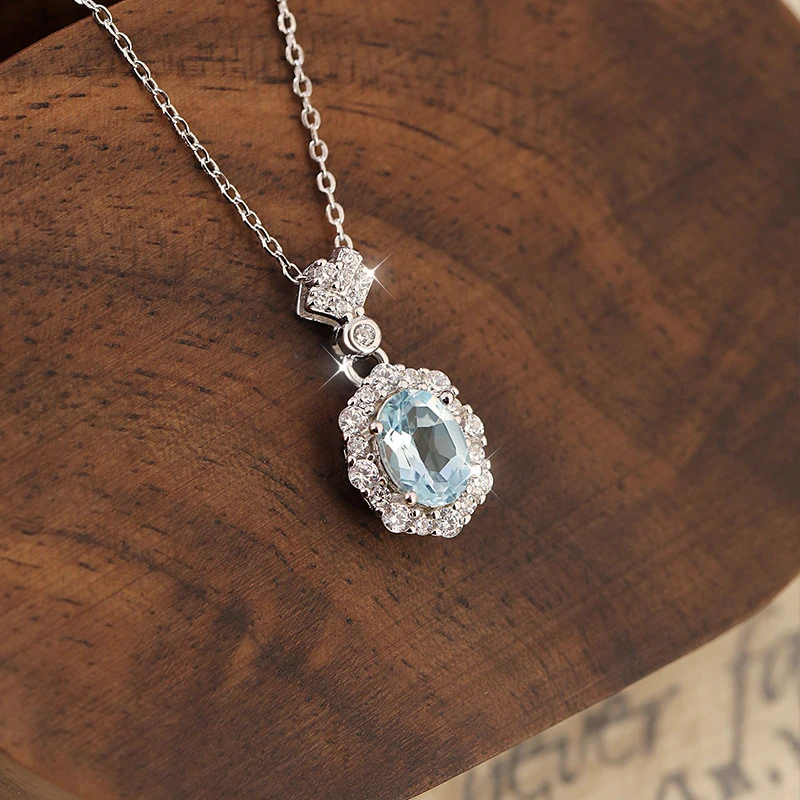 s925 sterling silver necklace women, inlaid with natural aquamarine, versatile and fashionable
s925 sterling silver necklace women, inlaid with natural aquamarine, versatile and fashionable