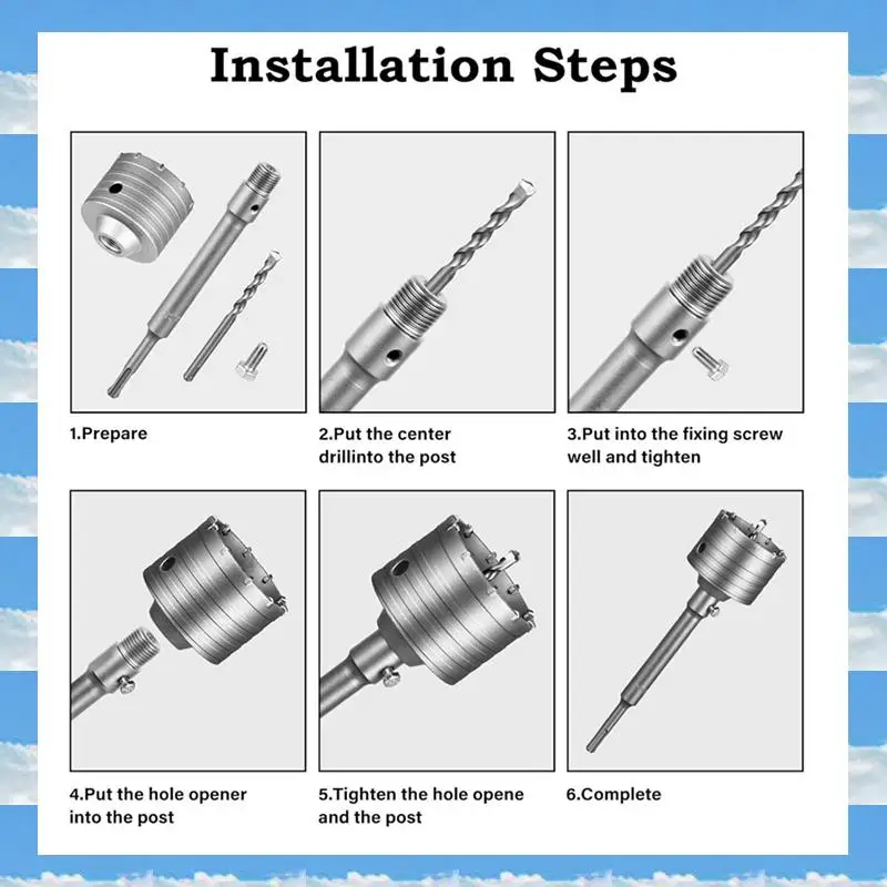 A11I Concrete Hole Saw Kits 4-5/16Inch(110Mm)Steel Wall Hole Cutter Drill Bit Sets With 220Mm SDS Plus Shank Connecting Rod
A11I Concrete Hole Saw Kits 4-5/16Inch(110Mm)Steel Wall Hole Cutter Drill Bit Sets With 220Mm SDS Plus Shank Connecting Rod