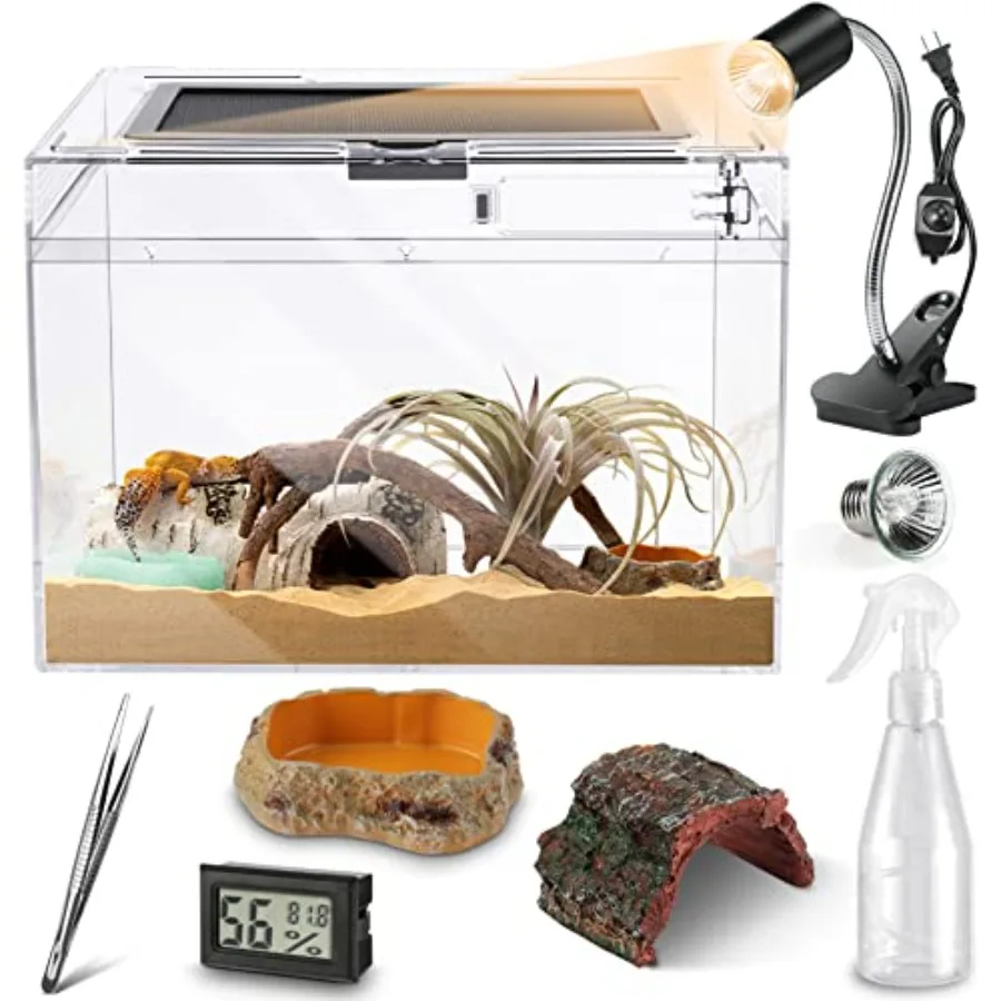 Reptile Polycarbonate Terrarium Kit Starter Habitat for TarantulaLizards Frogs Geckos or Hermit Crabs Tank with Escape-Proof Lo
Reptile Polycarbonate Terrarium Kit Starter Habitat for TarantulaLizards Frogs Geckos or Hermit Crabs Tank with Escape-Proof Lo