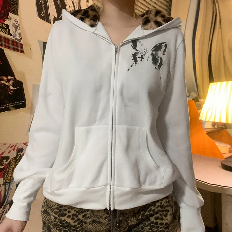 Y2K butterfly print leopard print spliced plush hoodie European Spice loose vintage zip-up jacket
Y2K butterfly print leopard print spliced plush hoodie European Spice loose vintage zip-up jacket