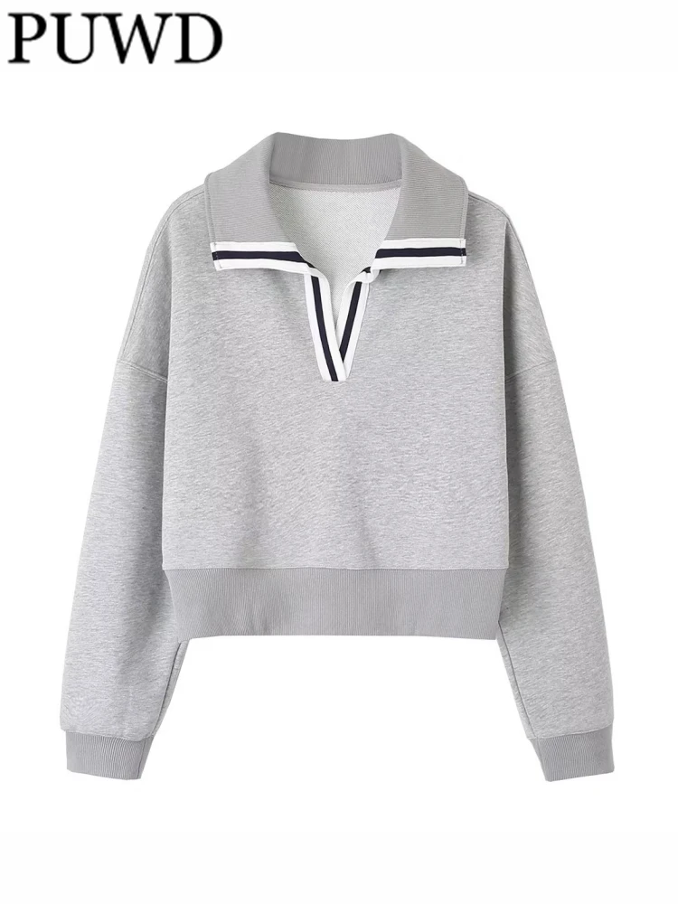 PUWD Casual Women Grey Striped Neckline Sweaters 2023 Summer Fashion Ladies Vintage Polo Neck Long Sleeves Female Pullovers Chic
PUWD Casual Women Grey Striped Neckline Sweaters 2023 Summer Fashion Ladies Vintage Polo Neck Long Sleeves Female Pullovers Chic